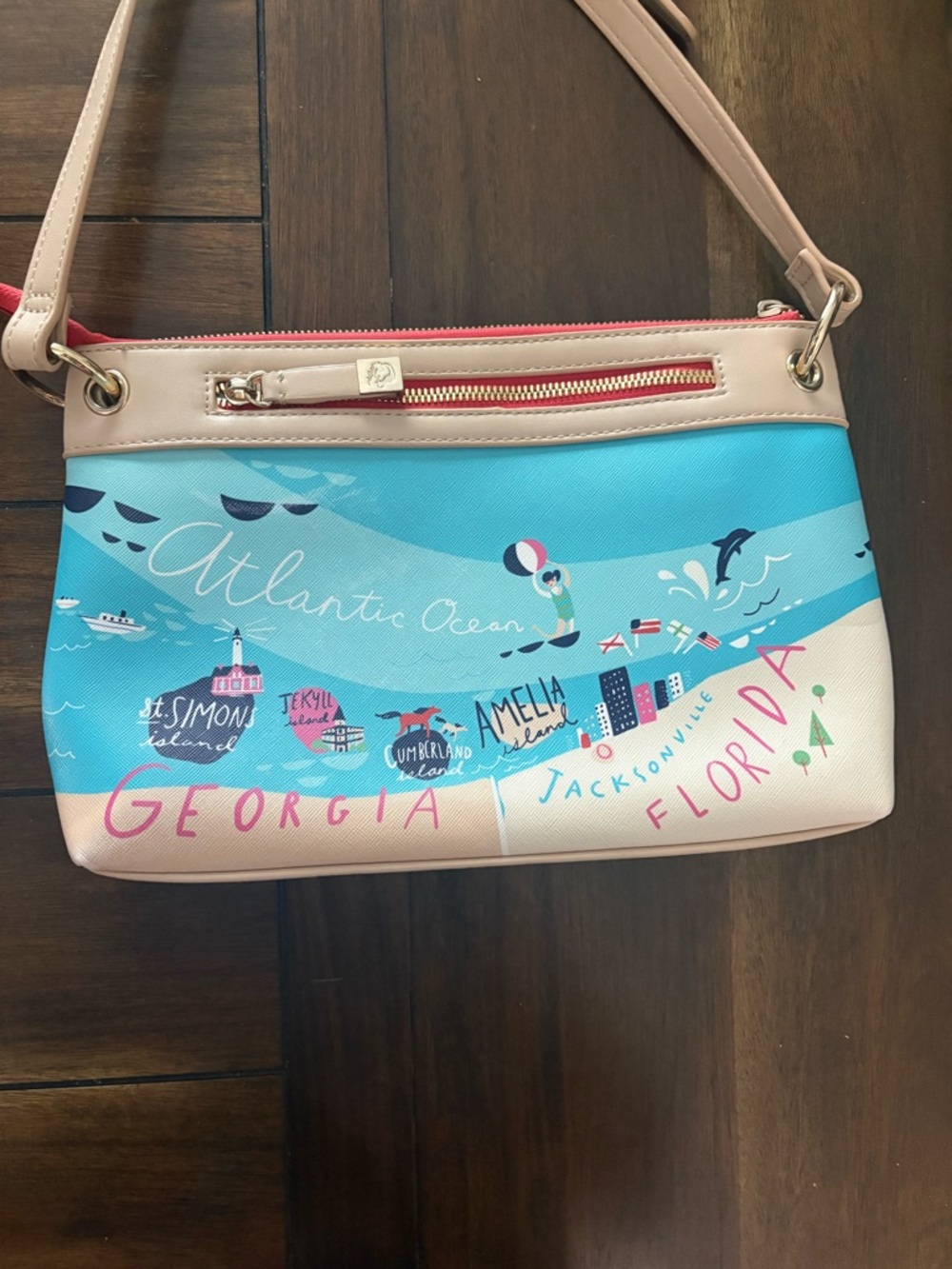 Spartina 449 South Carolina Map Crossbody - Pink, Blue & Cream - Picture 2 of 2